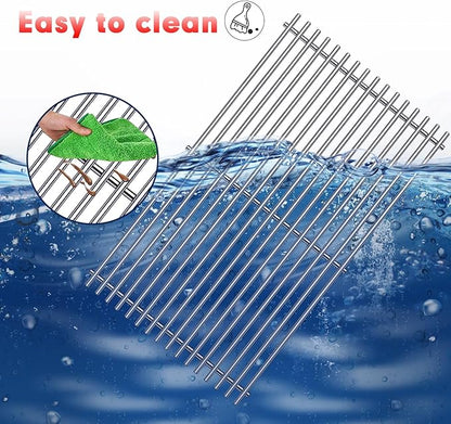 Grill Grates Parts for Weber Genesis Grill 66089, 66097, Weber Genesis II E-410, S-410, E/S-415, E/S-435, LX E/S-440, 18” Stainless Steel Grids BBQ Gas Grill Replacement Parts