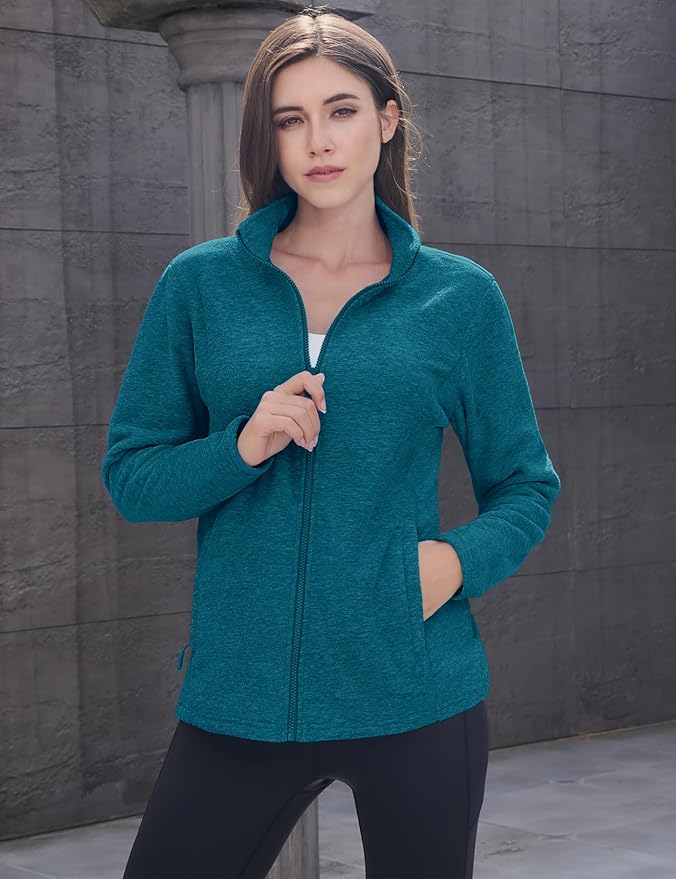 MAGCOMSEN Fleece Jacket Women Zip UP Lightweight Soft Polar Warm Winter Jackets for Women with Pockets Outdoor Hiking
