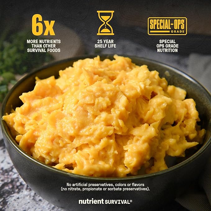 4 Cans, 70 Egg Equivalent per can - Nutrient Survival Vitamin Powdered Eggs Freeze Dried Prepper Supplies & Emergency Food Supply, 33 Essential Nutrients, Gluten Free, Shelf Stable Up to 25 Years