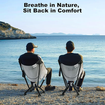 Folding Camping Chairs - 600 LBS Capacity Heavy Duty Camping Chair, Compact Folding Chair with Quick Setup & Carry Bag - Portable Camp Chair for Travel, Sports, Lawn, Beach - Silver