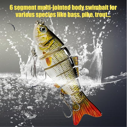 Multi Jointed Swimbait Saltwater Fishing Lures with Sharp Treble Hooks, Bass Fishing Lures Walleye Trout, Lifelike Slow Sinking Fish Bait Lures Kit Freshwater