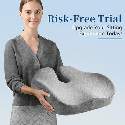 Seat Cushion Chair Cushion for Wide Hip & Thigh, Thickened Memory Foam Sciatica Pain Relief Pillow for Plush Support, Proper Posture, Ergonomic Tailbone Pain Relief Cushion for Office Chair, Car, Home