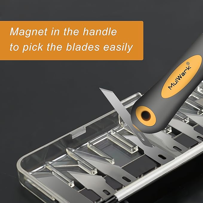 MulWark 136-Piece Precision Hobby Knife Set with Blade Storage Magnetic Handle - Portable Exacto Knife for Modeling & Crafting, Includes Chiseling, Stencil Edge & Fine Point Blades, 120#11 Blades