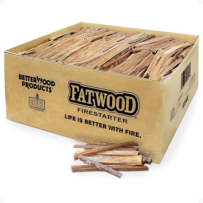 Better Wood Products Fatwood Fire Starter Sticks, Fireplace & Campfires, 50 Lbs - Firewood Starters for Indoor and Outdoor Use - Ideal for BBQ, Camping, Stove, Pit and Chimney