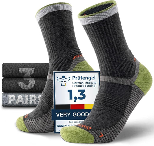 Merino Wool seamlsee Hiking Socks Moisture Wicking Anti-Blister Breathable Cushioned Compression Mens