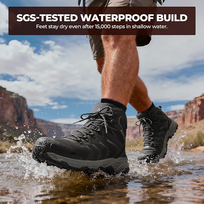 NORTIV 8 Men's Waterproof PRO Hiking Boots Outdoor Lightweight Non-Slip Arch Support Trekking Camping Ankle Boots Armadillo Update