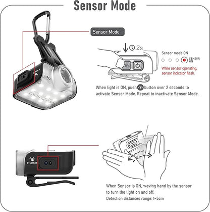 Claymore Capon 80C (Red) - LED Rechargeable Clip-On Cap Headlamp, Lightweight Hat Light for Camping, Running, Emergency & Industrial Use, Waterproof, Hands-Free Sensor, 45 Hours Battery Life.