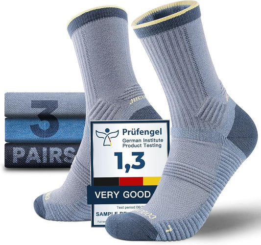 Merino Wool seamlsee Hiking Socks Moisture Wicking Anti-Blister Breathable Cushioned Compression Mens