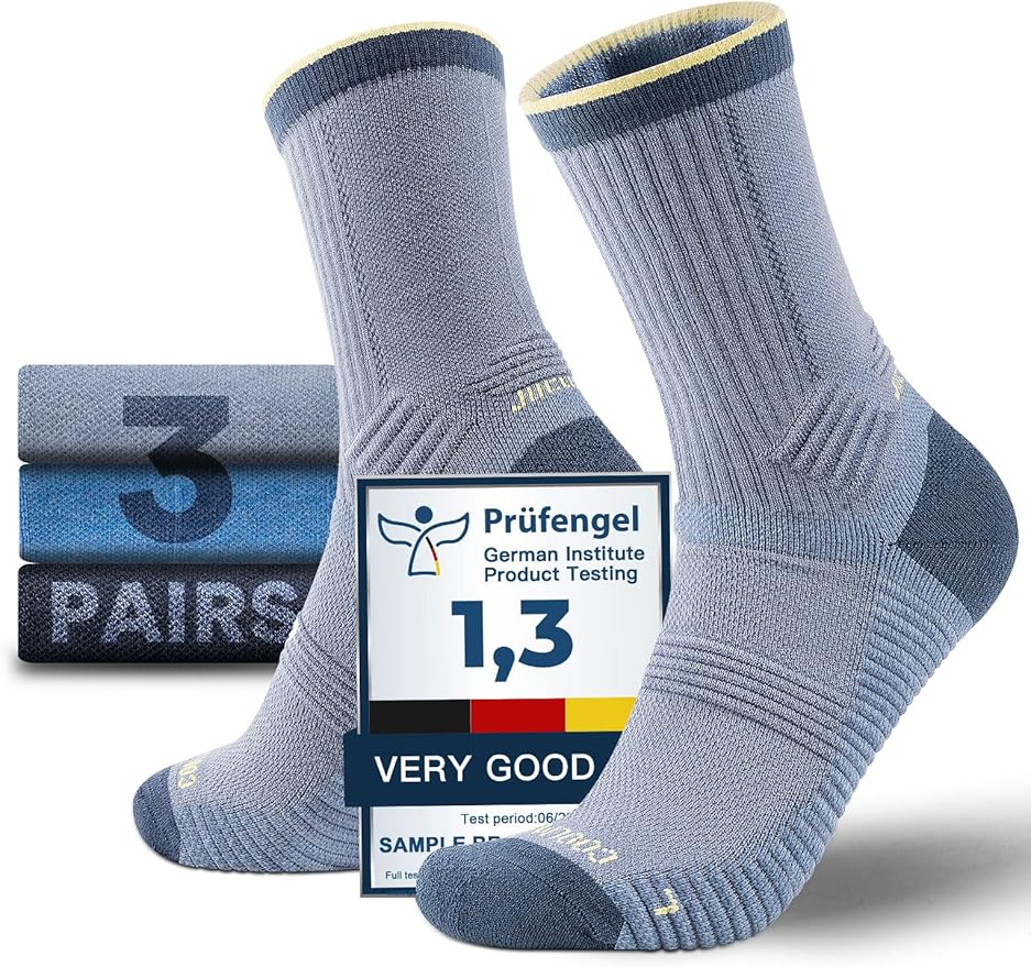 Merino Wool seamlsee Hiking Socks Moisture Wicking Anti-Blister Breathable Cushioned Compression Mens