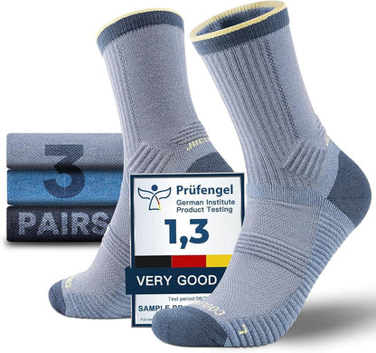 Merino Wool seamlsee Hiking Socks Moisture Wicking Anti-Blister Breathable Cushioned Compression Mens