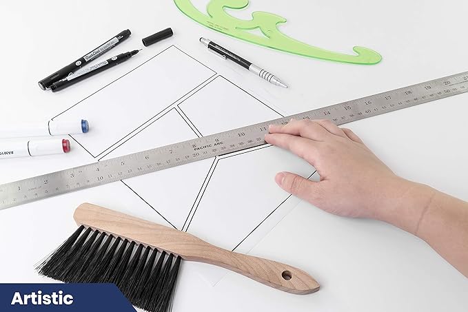 Pacific Arc 24 Inch Stainless Steel Ruler with Inch/Metric Conversion Table