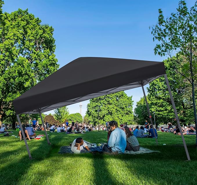 ABCCANOPY Pop Up Canopy - 10x10 Outdoor Patio Portable Canopy Tent Heavy Duty for Backyard and Deck with 4 Sandbags(Dark Black, 10x10)