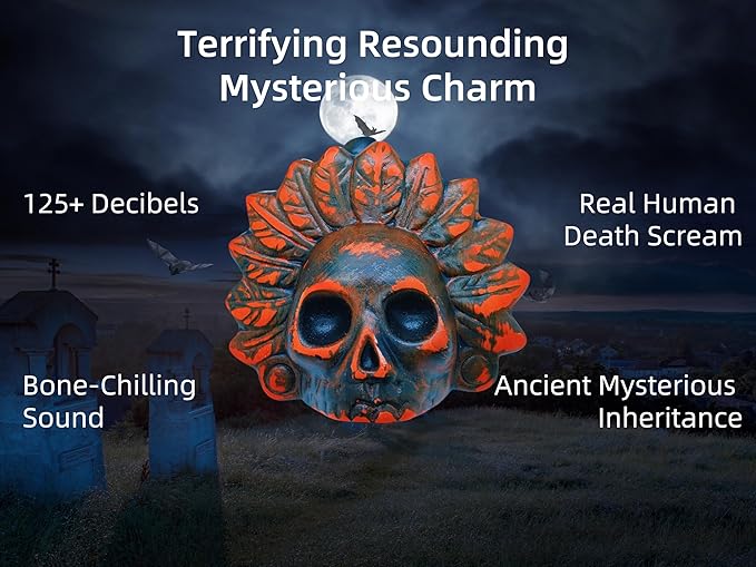 Real Screaming Aztec Death Whistle, Loudest Authentic Terrifying Human Scream Whistle for Sports & Safety At 125+ Decibels, Collectible, Halloween Atmosphere Creation (Bloodthirsty Red)