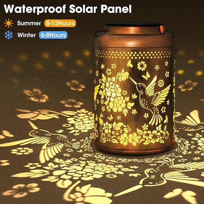2 Pack Hummingbird Solar Lanterns Outdoor Waterproof, Solar Lanterns Decorative Birthday Mothers Day Gifts for Dad Husband, Mom, Men, Hanging Lantern Outdoor for Patio, Porch, Garden Decor