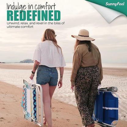 SUNNYFEEL 17" Tall Oversized Beach Chairs 2 Pack for Adults Heavy Duty 500 LBS, 5 Position, Portable High Folding Camping Chair with Cup Holder for Outdoor/Lawn/Trip, Foldable Sand Chairs for Adults