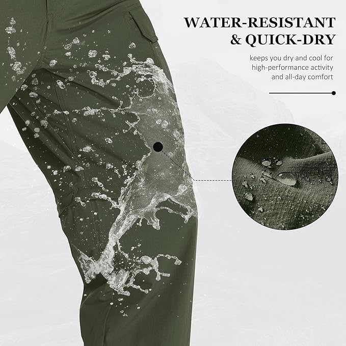 Mens Hiking Pants Convertible Lightweight Quick Dry Zip Off Waterproof Outdoor Travel Fishing Hunting Pants