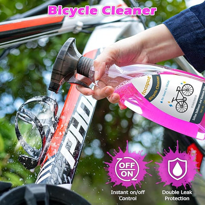 Bike Cleaning Kit with Bicycle Cleaner(25 oz),Degreaser(10 oz),Oil Lubricant(2 oz),Cleaning Brush Tools,Bike Chain Cleaner Kit to Clean and Lube Mountain/Road/MT/EBike