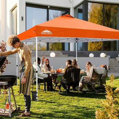 EAGLE PEAK Pop Up Canopy Tent with Wheeled Carry Bag, 8 Stakes, 4 Ropes, 4 Weight Bags, Easy Set Up Tent Canopy, 12x12 ft, 144sqft of Shade, Orange