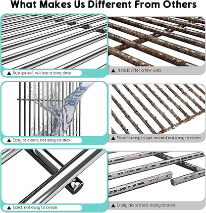 2Pack 17.5'' Weber Spirit 300 Stainless Steel Grill Grates, Cooking Replacement Parts for Weber Spirit 700, Genesis Silver B/C, Genesis Gold B/C, Genesis Platinum B/C, Genesis 1000-3500, 7638