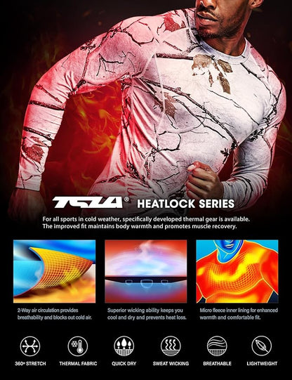 TSLA Men's Thermal Long Sleeve Compression Shirts, Athletic Base Layer Top, Winter Gear Running T-Shirt