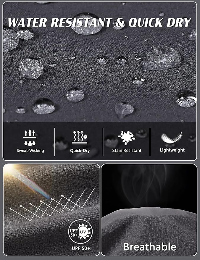 Mens Lightweight Cargo Hiking Patns Outdoor Quick Dry Work Tactical Pants with 6 Pockets Water Resistant Fishing Travel Pants