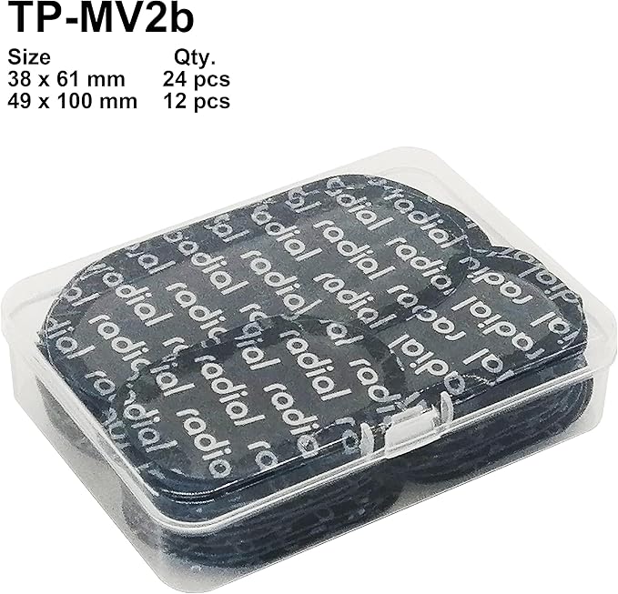 TP-MV2b Radial Tire Patch Kit 36 pcs(1 1/2" x 2 3/8" (38 x 61 mm) 24 pcs and 2" x 4" (49 x 100 mm) 12 pcs in a Box)