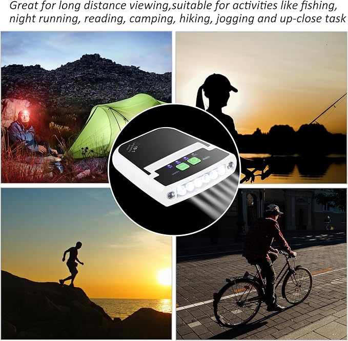Mudder LED Clip on Cap Lights USB Rechargeable Cap Flashlight Clip Waterproof Ultra Bright Hat Flashlight Headlamp for Fishing Camping Hand Work