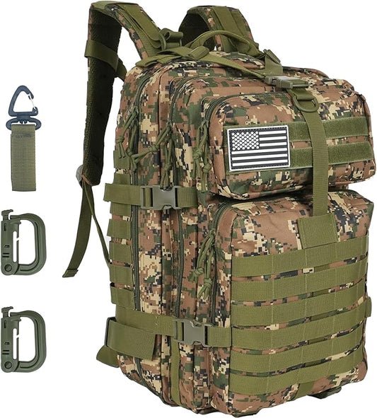 50L Large Military Tactical Backpack Molle Army Assault Pack for Travel Camping Hiking Fishing Backpack for men(woodland camo)