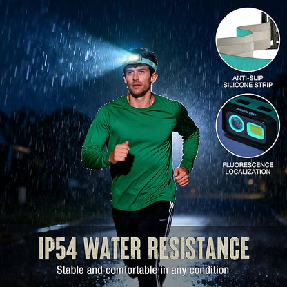 Mossy Oak 600 Lumens LED Headlamp, Dual Power Source, Motion Sensor Head Lamp with Magnetic Base, Stepless Dimming, Memory Mode for Camping, Running, Hiking