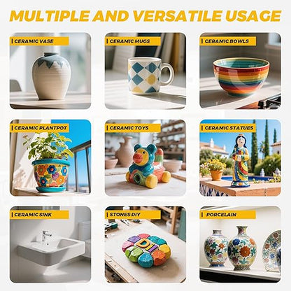 Ceramic Super Glue Liquid, Clear Instant Cyanoacrylate Adhesives for Ceramic Repair Food Safe, All Purpose CA Glue for Shoe Plastic Leather Glass Model Metal Wood Pottery Porcelain Mugs Clay Dishes