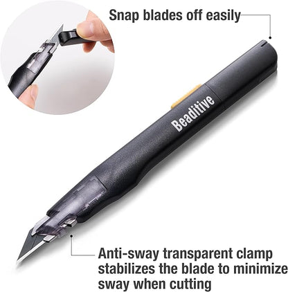 Beaditive High Precision Detail Craft Knife with 10 Blades - 30 Degree Blade Utility Knife - Art, Craft, Model Making (1 Black Knife, 10 Black Blades)