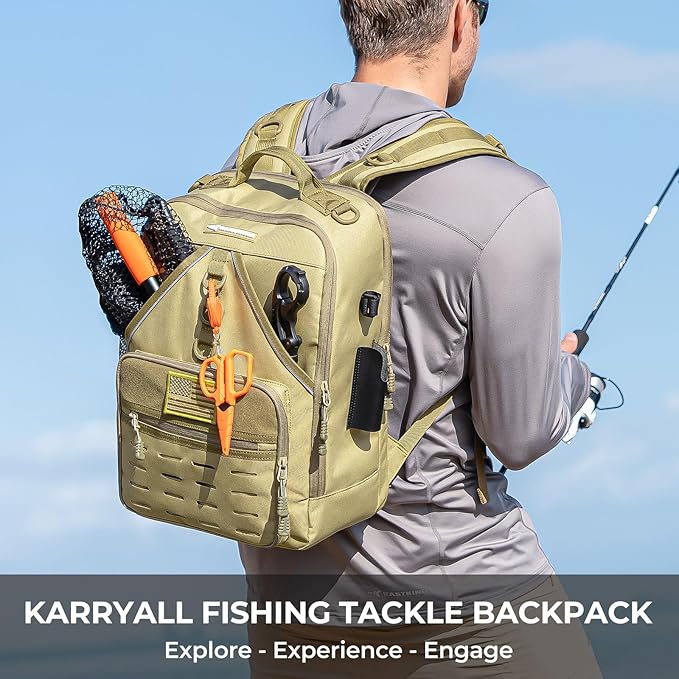 KastKing KarryAll Fishing Tackle Backpack with Rod Holder 4 Tackle Boxes,40/26L Tackle Bag Storage Fishing Gear and Equipment