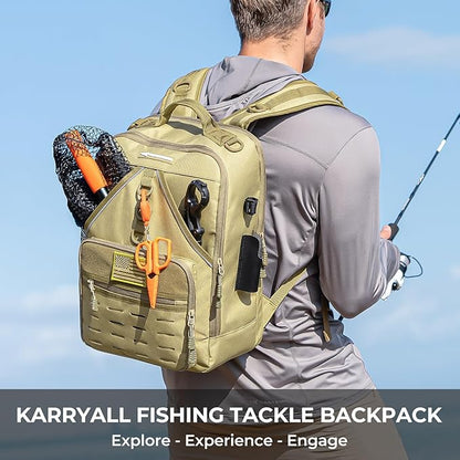 KastKing KarryAll Fishing Tackle Backpack with Rod Holder 4 Tackle Boxes,40/26L Tackle Bag Storage Fishing Gear and Equipment