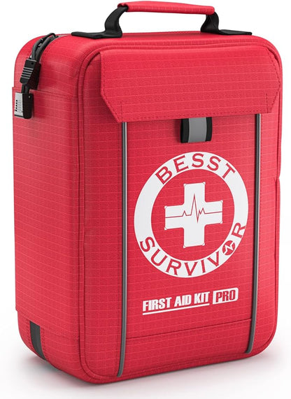 Professional Trauma First Aid Kit - Military-Grade Labelled Compartments & MOLLE System for Workplace, Outdoor, Car, Boat, Hurricane Emergencies 265 Piece Emergency Necessities Kits