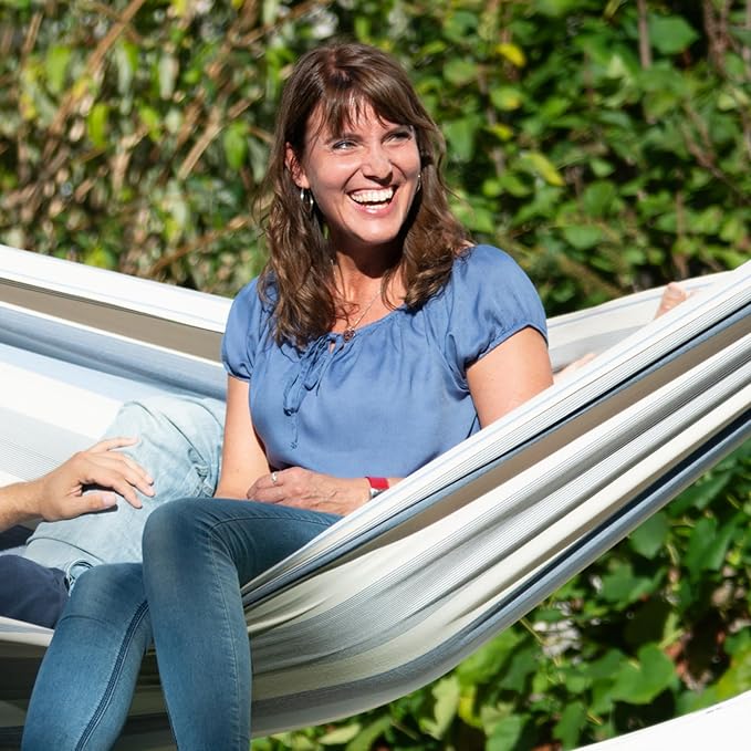 LA SIESTA Brisa Classic Hammock, Handmade, Weather-Resistant, Tear-Resistant Hammock for Indoor & Outdoor Relaxation, Size-King - Sea Salt