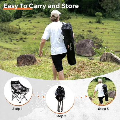 SUNNYFEEL Heavy Duty Camping Chairs for Adults Portable Oversized Folding Chair with Side Pockets & Cup Holde for Fishing,Trip,Picnic,Lawn,Concert Outdoor, Carry Bag Included