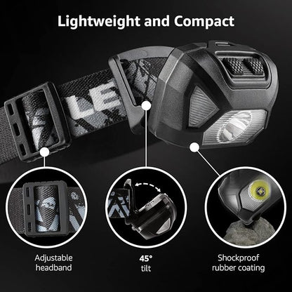 Lepro HeadLamp, 2 Pack Super Bright LED Head lamp with 6 Lighting Modes, Waterproof, Battery Powered LED Lightweight Headlight for Cycling Running Camping for Kids Adults