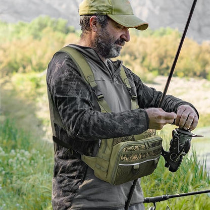 Fishing Chest Pack, Fly Fishing Bag for Men and Women, Tackle and Fly Boxes Storage Pack, Hunting Binocular Pack (Green)