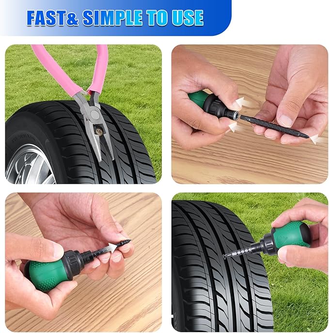 29PCS Tire Repair Rubber Nail Kit,Tire Plug Kit,Car Emergency Tire Patch Kit,Self-Service Quick Puncture Repair Tools,Suitable for Car,Motorcycle,Truck