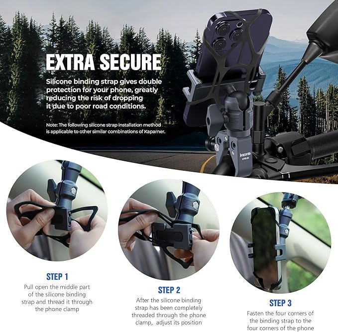 Riding Phone Clip Kit, Dual Knob Single Socket Arm and Aluminium Handlebar Base Mount Strong Rod Clamp, Suitable for Installation in 0.55-1.77” Diameter Steel Round Bar (KPS-07)