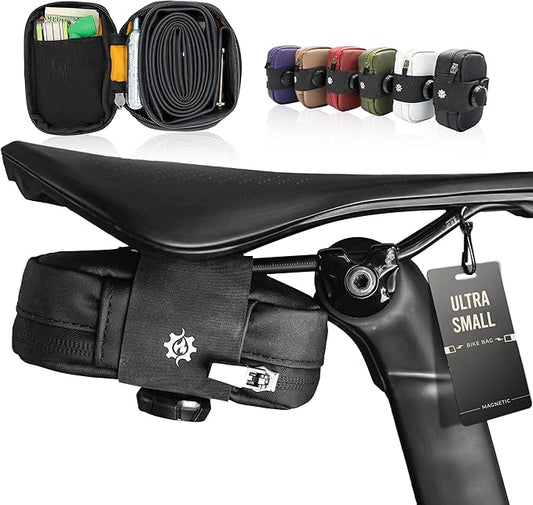 Lumiere & Co. Falcon Magnetic Saddle Bag – 0.37L Ultra Small Bike Bag, Fast Magnetic Buckle Attachment | Road Cycling-Specific Bike Seat Bag (Black, Ultra Small)