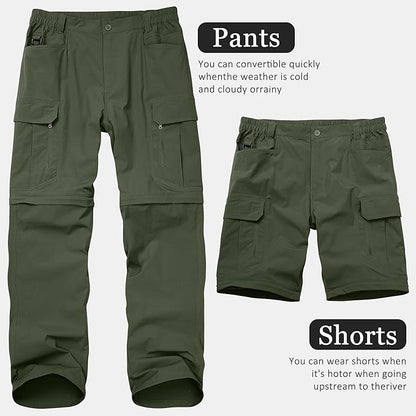 Mens Hiking Pants Convertible Lightweight Quick Dry Zip Off Waterproof Outdoor Travel Fishing Hunting Pants