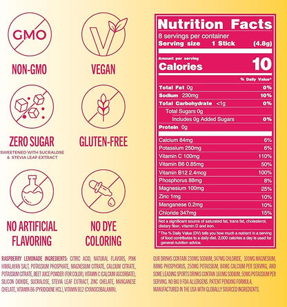 TREVI™ Sugar Free Electrolytes - Drink Mix Hydration Powder Packets - 8 Count - Raspberry Lemonade