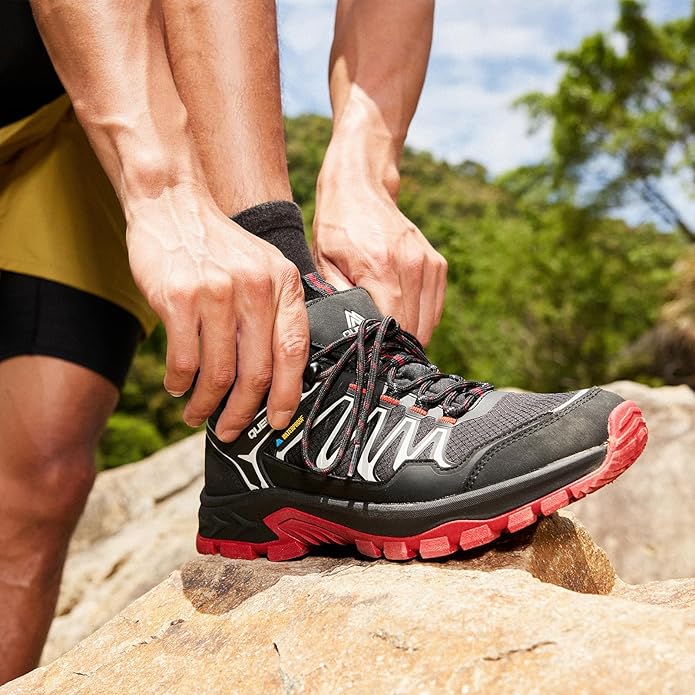 Queday Mens Waterproof Hiking Shoes Lightweight Outdoor Walking Shoes Breathable Hike Trekking Trails Camping Climbing