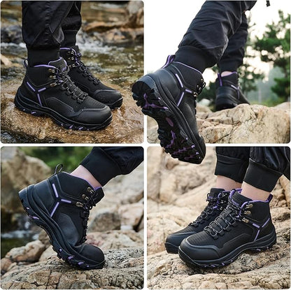 Waterproof Women's Hiking Boots with Wide Toe Box Lightweight Non-Slip Grip Ankle Support, Durable Comfort for Trekking, Trail Running, and Outdoor Adventures