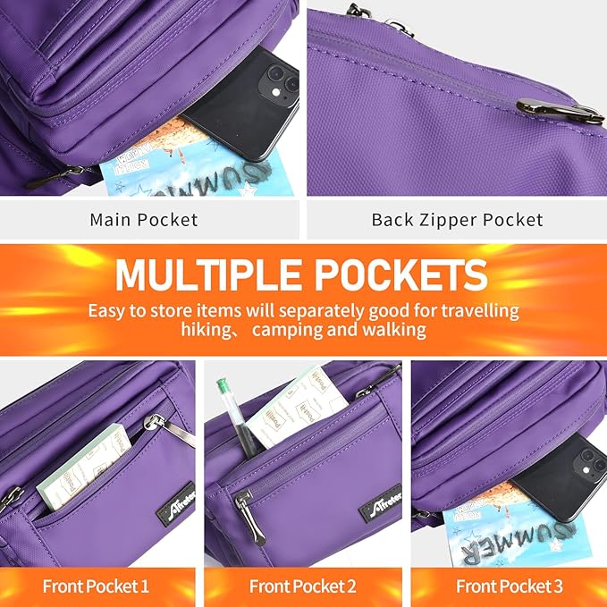 Waist Pack Bag Fanny Pack for Men&Women Hip Bum Bag with Adjustable Strap for Outdoors Workout Traveling Casual Running Hiking Cycling (Purple)