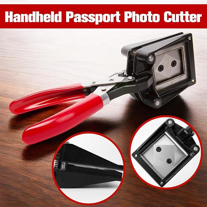 Professional 50×50mm (2''x2'') Square Photo Cutter, Handheld Metal Die Punch Tool for Paper, Business Cards, Crafts, DIY Projects Cutting, Hardened Steel Blade Heavy-Duty, Office & Family Use