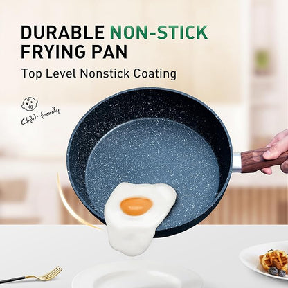 MAISON ARTS Pots and Pans Set Non Stick, Kitchen Cookware Sets Nonstick, 12 Piece Granite Cooking Pot and Pan for Induction, Stovetop, Blue