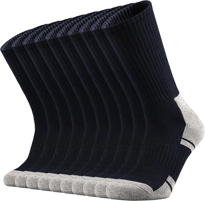 Ortis Men's Cotton Cushion Crew Socks Moisture Wicking Breathable Thick Warm Thermal for Athletic Heavy Duty Work Boot