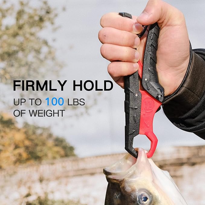 SNAIL TRAIL 7.5''/9'' Floating Fish Gripper, Fishing Grabber, Catfish Mouth Pliers, Caught Bass Holder, Digital Scale Hook Clamp, Saltwater Lip Grip Tool with Lanyard, Gifts for Men